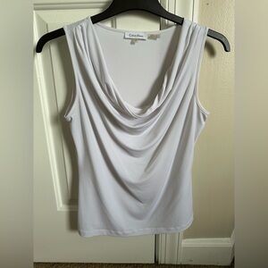 Calvin Klein Women's Sleeveless Draped Neck Suiting Blouse